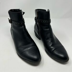 Lauren Ralph Lauren Black Leather Shaw Ankle Boot Size 8.5B